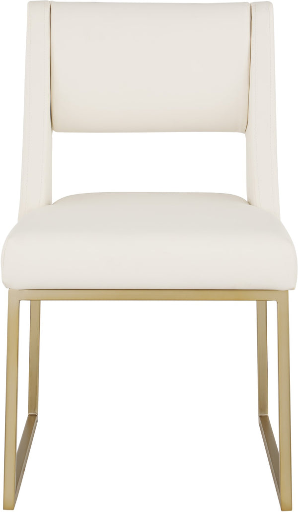 Jayce Faux Leather / Iron / Engineered Wood / Foam Contemporary Cream Faux Leather Dining Chair - 19" W x 22.5" D x 33" H