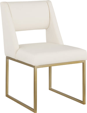 Jayce Faux Leather / Iron / Engineered Wood / Foam Contemporary Cream Faux Leather Dining Chair - 19" W x 22.5" D x 33" H