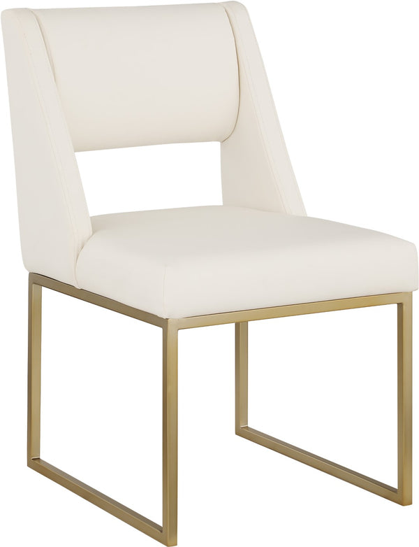 Jayce Faux Leather / Iron / Engineered Wood / Foam Contemporary Cream Faux Leather Dining Chair - 19" W x 22.5" D x 33" H