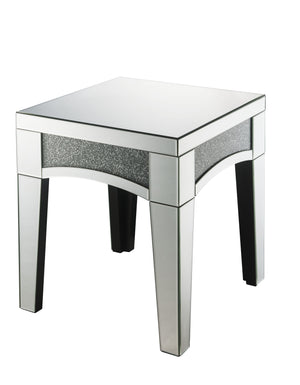 Noralie Glam End Table Mirrored • 4mm Clear Glass 84677-ACME