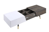 Orion Mid-Century Coffee Table TOP) White High Gloss • TOP) Paper Veneer • LEG) Black Metal 84680-ACME