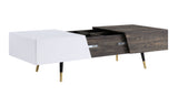 Orion Mid-Century Coffee Table TOP) White High Gloss • TOP) Paper Veneer • LEG) Black Metal 84680-ACME