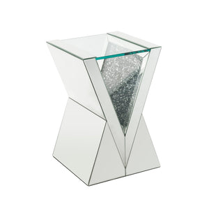 Noralie Glam End Table Clear Glass, Mirrored & Faux Diamonds 84727-ACME