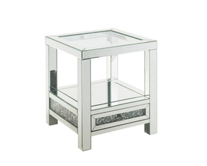 Noralie Glam End Table Mirrored & Faux Diamonds 84732-ACME