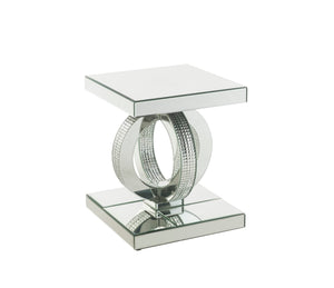 Ornat Glam End Table Mirrored & Faux Diamonds 84742-ACME