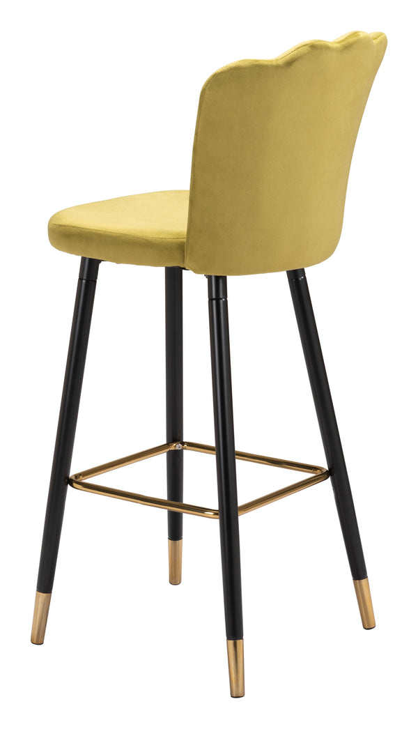 Zuo Modern Zinclair 100% Polyester, Plywood, Steel Modern Commercial Grade Barstool Yellow, Black, Gold 100% Polyester, Plywood, Steel
