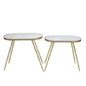 Sagebrook Home Glam Set of 2 -  Metal/mirror 24/26" Accent Tables, Gold Kd 14886 Gold Iron