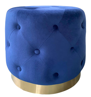 Sagebrook Home Contemporary Tufted 18" Ottoman, Dk Navy 14482-06 Blue Iron