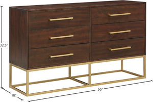 Maxine Engineered Wood / Iron Contemporary Brown Dresser - 56" W x 18" D x 32.5" H