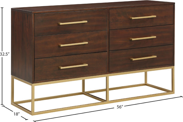 Maxine Engineered Wood / Iron Contemporary Brown Dresser - 56" W x 18" D x 32.5" H