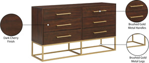 Maxine Engineered Wood / Iron Contemporary Brown Dresser - 56" W x 18" D x 32.5" H