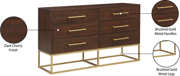 Maxine Engineered Wood / Iron Contemporary Brown Dresser - 56" W x 18" D x 32.5" H