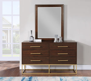 Maxine Engineered Wood / Iron Contemporary Brown Dresser - 56" W x 18" D x 32.5" H