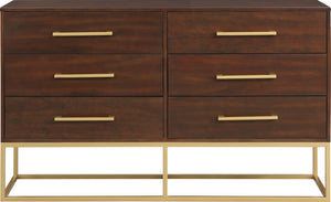 Maxine Engineered Wood / Iron Contemporary Brown Dresser - 56" W x 18" D x 32.5" H