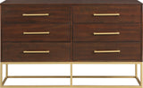 Maxine Engineered Wood / Iron Contemporary Brown Dresser - 56" W x 18" D x 32.5" H