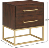 Maxine Engineered Wood / Iron Contemporary Brown Night Stand - 22" W x 17" D x 25.5" H