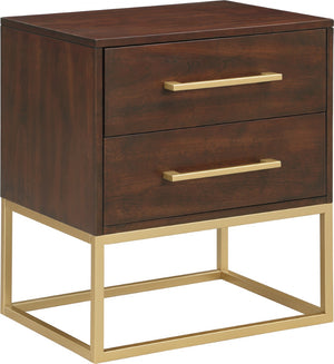 Maxine Engineered Wood / Iron Contemporary Brown Night Stand - 22" W x 17" D x 25.5" H