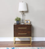 Maxine Engineered Wood / Iron Contemporary Brown Night Stand - 22" W x 17" D x 25.5" H