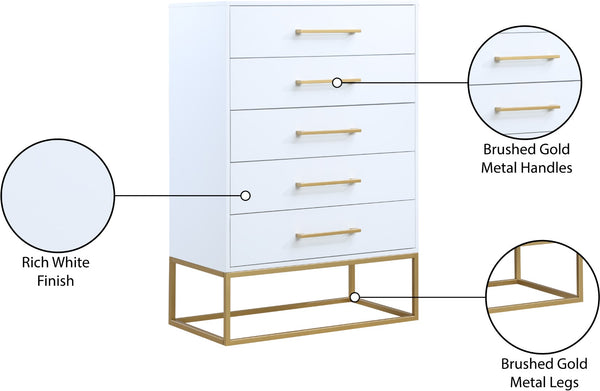 Maxine Engineered Wood / Iron Contemporary White Chest - 32" W x 18" D x 47" H