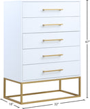 Maxine Engineered Wood / Iron Contemporary White Chest - 32" W x 18" D x 47" H