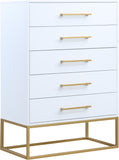 Maxine Engineered Wood / Iron Contemporary White Chest - 32" W x 18" D x 47" H