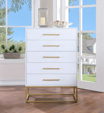 Maxine Engineered Wood / Iron Contemporary White Chest - 32" W x 18" D x 47" H