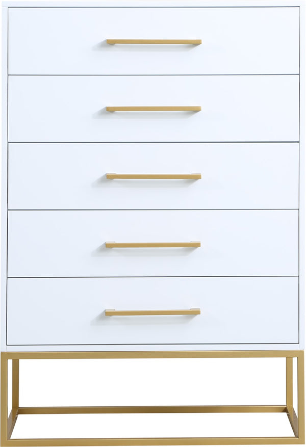 Maxine Engineered Wood / Iron Contemporary White Chest - 32" W x 18" D x 47" H