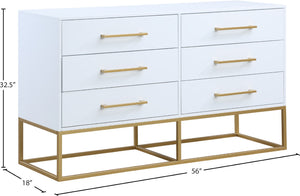 Maxine Engineered Wood / Iron Contemporary White Dresser - 56" W x 18" D x 32.5" H
