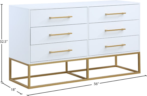 Maxine Engineered Wood / Iron Contemporary White Dresser - 56" W x 18" D x 32.5" H