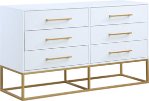 Maxine Engineered Wood / Iron Contemporary White Dresser - 56" W x 18" D x 32.5" H