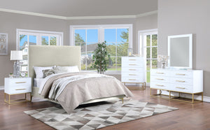 Maxine Engineered Wood / Iron Contemporary White Dresser - 56" W x 18" D x 32.5" H