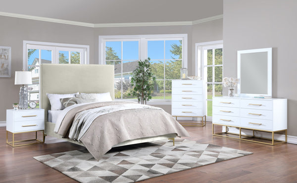 Maxine Engineered Wood / Iron Contemporary White Dresser - 56" W x 18" D x 32.5" H