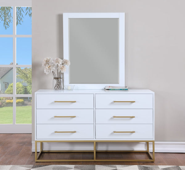 Maxine Engineered Wood / Iron Contemporary White Dresser - 56" W x 18" D x 32.5" H