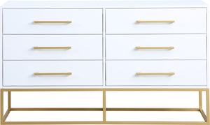 Maxine Engineered Wood / Iron Contemporary White Dresser - 56" W x 18" D x 32.5" H