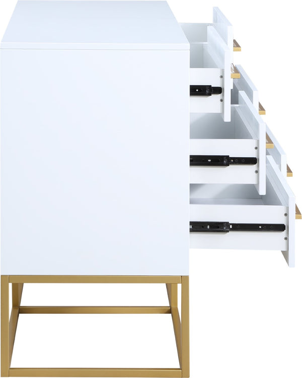 Maxine Engineered Wood / Iron Contemporary White Dresser - 56" W x 18" D x 32.5" H