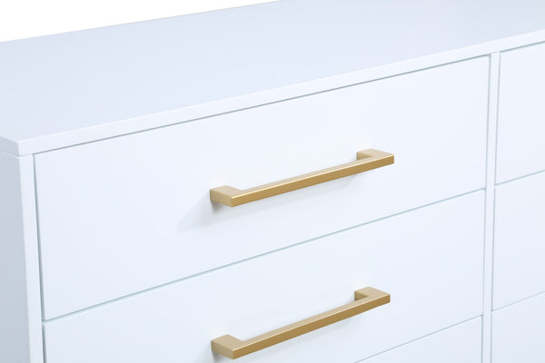 Maxine Engineered Wood / Iron Contemporary White Dresser - 56" W x 18" D x 32.5" H