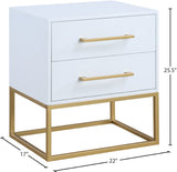 Maxine Engineered Wood / Iron Contemporary White Night Stand - 22" W x 17" D x 25.5" H