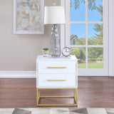 Maxine Engineered Wood / Iron Contemporary White Night Stand - 22" W x 17" D x 25.5" H