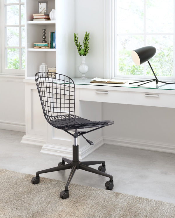 Zuo Modern Wire 100% Polyurethane, Steel Modern Commercial Grade Office Chair Black 100% Polyurethane, Steel