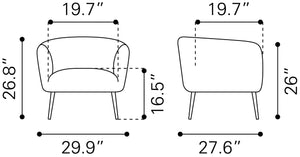 Zuo Modern Deco 100% Polyester, Plywood, Stainless Steel Modern Commercial Grade Accent Chair Gray, Gold 100% Polyester, Plywood, Stainless Steel
