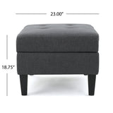 Zahra Contemporary Tufted Fabric Storage Ottoman, Dark Gray and Dark Brown Noble House