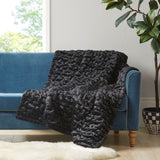 Ruched Fur Glam/Luxury 100% Polyester Solid Long Fur Throw