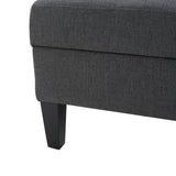 Zahra Contemporary Tufted Fabric Storage Ottoman, Dark Gray and Dark Brown Noble House