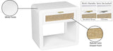 Langham Natural Cane / Engineered Wood / Metal Mid Century White Night Stand - 24" W x 16" D x 26" H