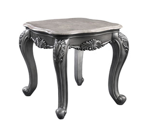 Ariadne Transitional End Table Marble • Wood] Platinum (cc#) --> Nicole 85347-ACME