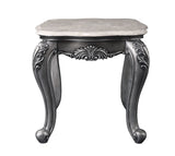 Ariadne Transitional End Table Marble • Wood] Platinum (cc#) --> Nicole 85347-ACME