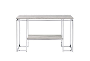 Chafik Contemporary Sofa Table WOOD TOP) Natural Oak (Paper Veneer) • METAL BASE) Chromed Metal Tube 85373-ACME