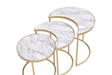 Anpay Contemporary 3Pc Pack Nesting Tables TOP] Faux Marble (PVC Hot Press) • METAL FRAME] Gold (Powder Coating) 85390-ACME