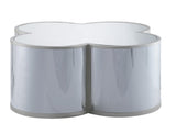 Clover Contemporary Coffee Table Silver & Champagne Finish 85395-ACME