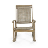 Lucas Outdoor Rustic Wicker Rocking Chair, Light Brown and Light Multi-Brown